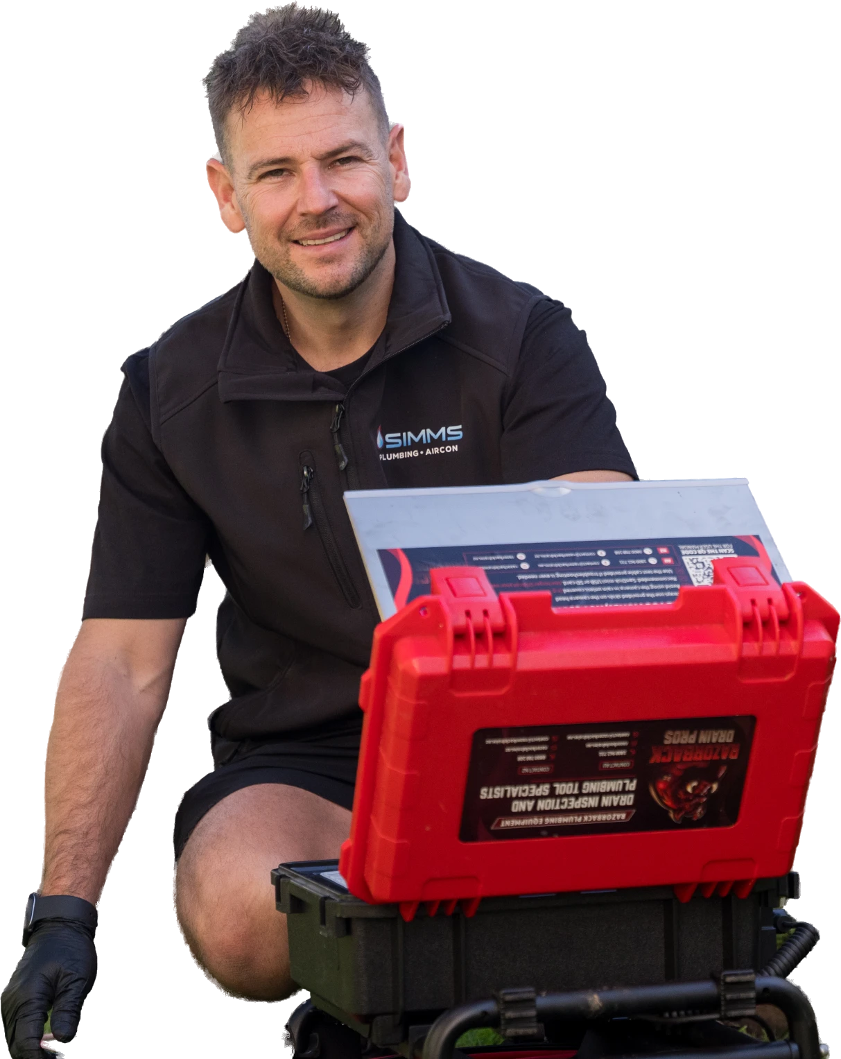 Simms plumber with a CCTV drain camera